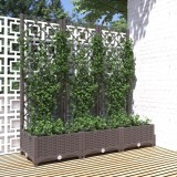 VidaXL Jardinieră de grădină cu spalier, maro, 120x40x121,5 cm, PP