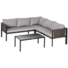 Set mobilier gradina/terasa, gri si negru, 1 masa, 3 canapele, Kayden GartenVIP DiyLine foto