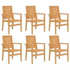Scaune gradina stivuibile 6 buc. 56,5x57,5x91 cm lemn masiv tec