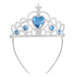 Coroniță Păr Fete, Model Inimă, Culoare Argintiu Bleu, Material Plastic, Oem