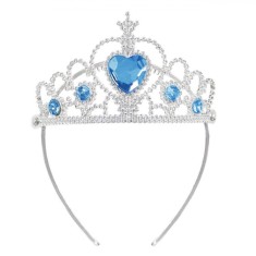 Coroniță Păr Fete, Model Inimă, Culoare Argintiu Bleu, Material Plastic