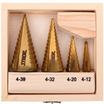 Set 3 burghiu pentru metal, in trepte, Sthor 22617, dimensiune 4-39 mm, HSS foto