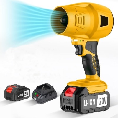 Aspirator si suflanta de frunze, 2 in 1, incarcator rapid, pentru curatarea multiplelor locuri, galben foto