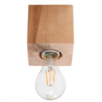 Lampă De Tavan Ariz Lemn Natural 1 Bec Pătrat Scandinav De Interior foto