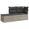 Set canapele de gradina cu perne, 3 piese gri deschis poliratan
