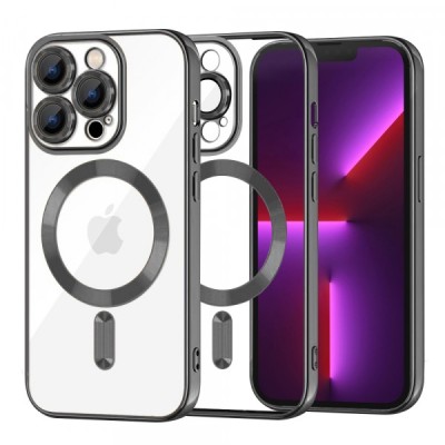Husa MagSafe pentru Apple iPhone 13 Pro, Techsuit, Luxury Crystal, Neagra foto