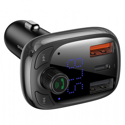 Modulator Bluetooth FM Baseus &amp;Icirc;ncărcător Auto Bluetooth 5.0 PPS &amp;Icirc;ncărcare Rapidă QC4.0 Livrare Energie USB Tip C / Micro SD 5A 36W Negru CCTM-B01 foto