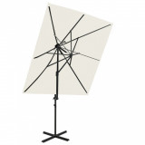 Umbrelă suspendată cu &icirc;nveliș dublu, nisipiu, 250x250 cm, vidaXL