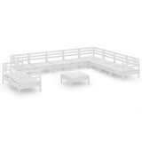 Cumpara ieftin Set mobilier de gradina, 11 piese, alb, lemn masiv de pin