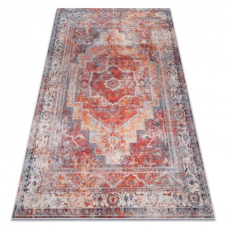 ANDRE 1684 covor lavabil Cadru vintage anti-alunecare - roșu, 120x170 cm