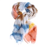 Esarfa portocalie cu nunate multicolore