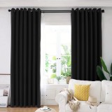 Cumpara ieftin Set draperie din catifea blackout cu inele argintii, Madison, 200x270 cm, densitate 700 g/ml, Deep Black, 2 buc