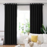 Cumpara ieftin Draperie din catifea blackout cu inele auriu antic, Madison, 200x220 cm, densitate 700 g/ml, Deep Black, 1 buc