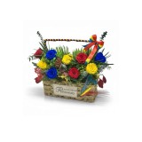 Aranjament floral tricolor cu trandafiri criogenati E i plante stabilizate , decor patriotic 1 Decembrie - Eventissimi