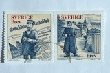 Suedia 2002 Aniversarea a 100 de Ani a Publicației Umoristice Gr&ouml;nk&ouml;pings Veckoblad Pereche Carnet 2 Timbre Brev Ștampilat - A301
