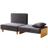 HOMCOM Fotoliu Extensibil cu Perne și Buzunare, 70x70x80cm, Gri &Icirc;nchis | Aosom Romania