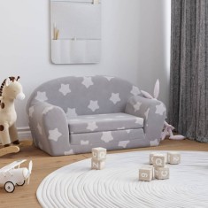Gossi canapea extensibila copii 2 locuri gri deschis/stele plus moale