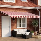 vidaXL Marchiză retractabilă manuală cu led-uri Roșu și Alb 5 x 3 m 3419331