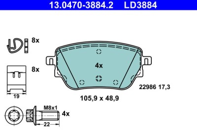 ATE 13.0470-3884.2 ATE Ceramic set placute frana,frana disc foto