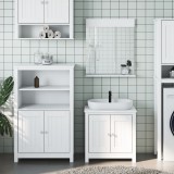 Set mobilier baie, 3 piese, &bdquo;BERG&rdquo;, alb, lemn masiv de pin