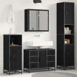 Cumpara ieftin Set de mobilier pentru baie 3 buc. Stejar Negru 80 x 33 x 60 cm