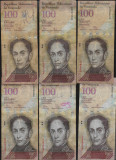 Set Venezuela 9 x 100 bolivares 2007 - 2015 ani/semnaturi diferite unele rare