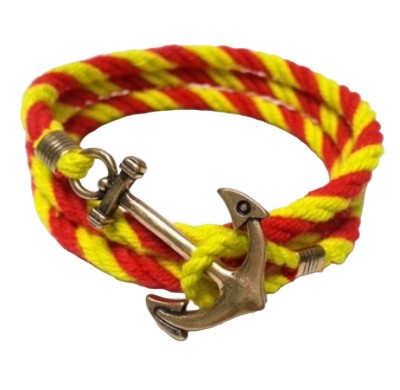 Bratara Barbati, Zamo&amp;reg;, Nautica, KJP, Inchizatoare Cupru, Detaliu Ancora, Rosu si Galben foto