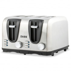 Prajitor de paine Zass ZST 09, 1400 W, 4 felii, functie decongelare, functie reincalzire, functie anulare, 7 trepte putere, functie de centrare automa foto