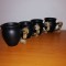 4x ceasca halba ceramica negru maner rafie sfoara semnat 8.5 cm inaltime, Suedia