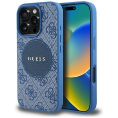 Husa iPhone 16 Pro Max Guess 4G Circle Classic Logo MagSafe, albastru, GUHMP16XP4PGRSGB foto