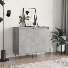 Dulapuri, 2 buc., gri beton, 40x35x70 cm, lemn prelucrat