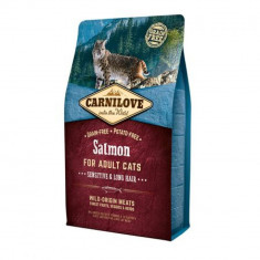 Hrana uscata pentru pisici Carnilove Sensitive & Long Hair Somon 2 Kg