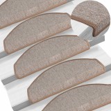 Cumpara ieftin Covorase pentru scari, 10 buc., 65x24x4 cm, maro deschis, semirotunde, mari
