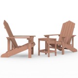 Cumpara ieftin Scaune de gradina Adirondack cu masa, maro, HDPE