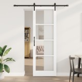 Ușă glisantă vidaXL cu set de accesorii &#039;ORKDAL&#039;Lemn solid alb și sticlă