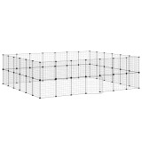 Cumpara ieftin Cusca animale de companie cu usa 52 panouri negru 245x210x70 cm otel