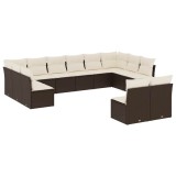 Cumpara ieftin Set canapele de gradina cu perne, 12 piese, maro, poliratan