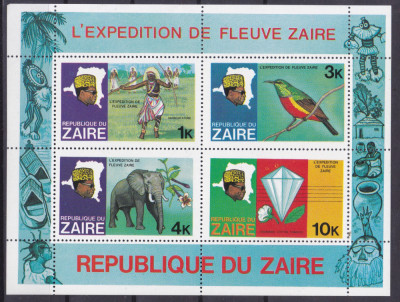 DB1 Fauna Zair Expeditie pe Fluviul Zair Elefant Pasari MNH foto