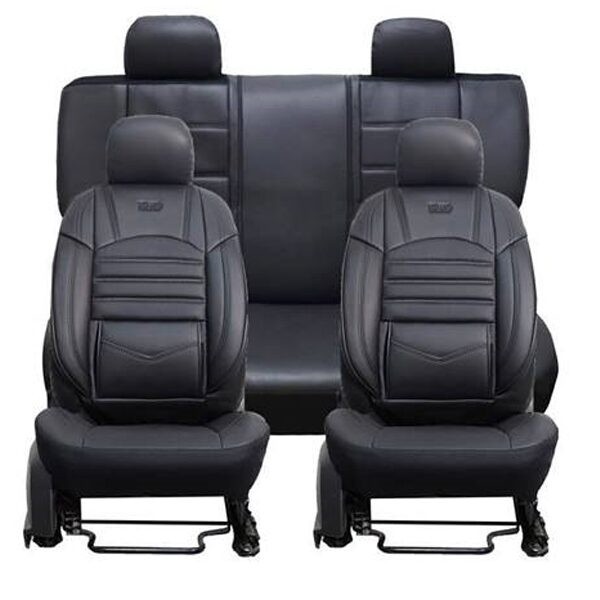 Set Huse Scaune Deluxe Boss, piele ecologica, negru, 11 piese