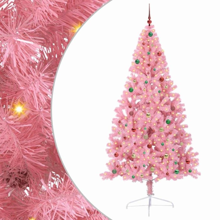 vidaXL Pom de Crăciun artificial pre-iluminat Roz 240 cm PVC 3397110