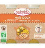 Piure Bio din porumb dulce si carne de pui de ferma, +8luni, 2X200g, BabyBio