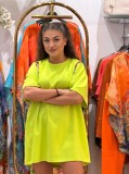 Bluza dama verde neon cu fermoare verticale
