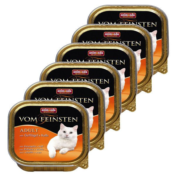 Pateu Animonda Vom Feinsten Adult Cats - paşăre şi viţel 6 x 100g.