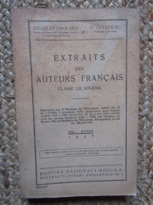 C Drouhet și V Ghiacioiu, Extraits des Auteurs Francais