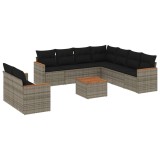 Cumpara ieftin Set mobilier de gradina cu perne, 10 piese, gri, poliratan