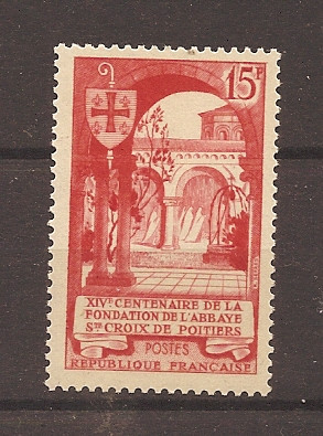 Franta 1952 - Aniversarea a 1400 de ani de la sf. Mănăstirea Croix, MNH foto