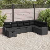 Set de Canapea de Grădină cu Perne Ratan Poli Negru