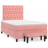 vidaXL Pat box spring cu saltea, negru, 120x190 cm, catifea 3270492