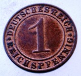 7.613 GERMANIA WEIMAR 1 REICHSPFENNIG 1936 A XF/AUNC, Europa, Bronz