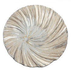 Platou Sticlă, Rotund, Auriu-Argintiu, 32,5 cm